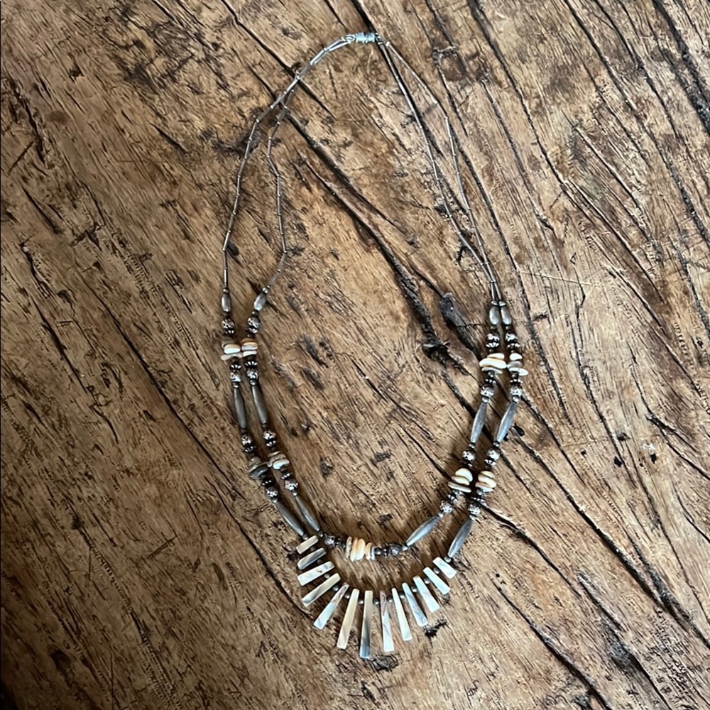 Southwestern Silver and Brown Beaded Necklace